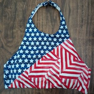 Victoria's Secret Red & Blue Star Stripe Halter Bikini Top